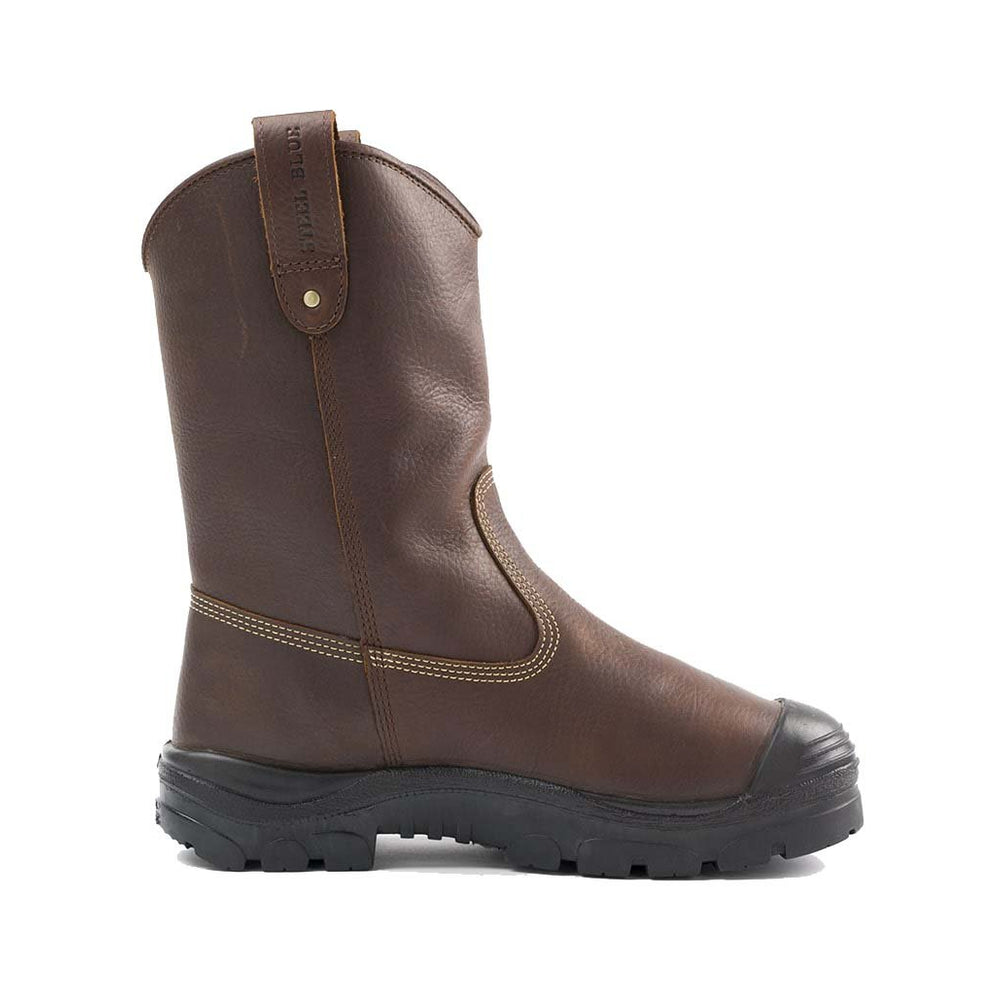
                  
                    Side of Steel Blue Heeler Met Bump Cap Safety Boot in Oak
                  
                