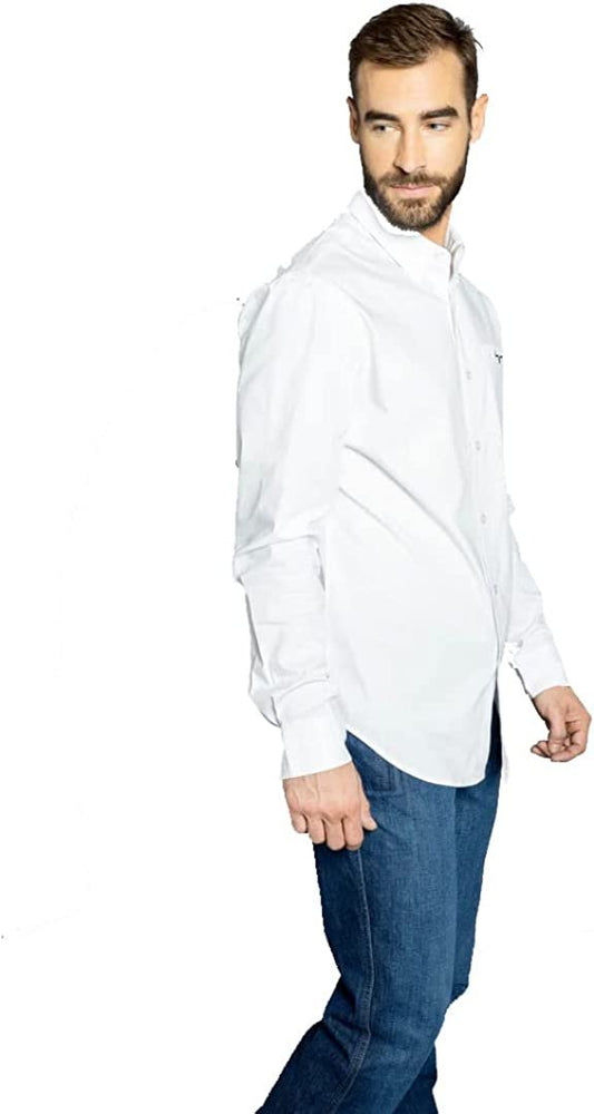 
                  
                    Man Wearing Kimes Ranch Men's KR Team Dress Shirt in White
                  
                