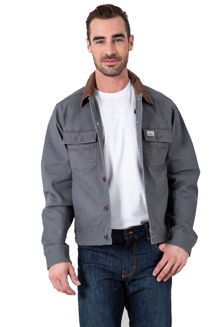 Kimes Ranch Men's Bangs Trucker Jacket in Charcoal
