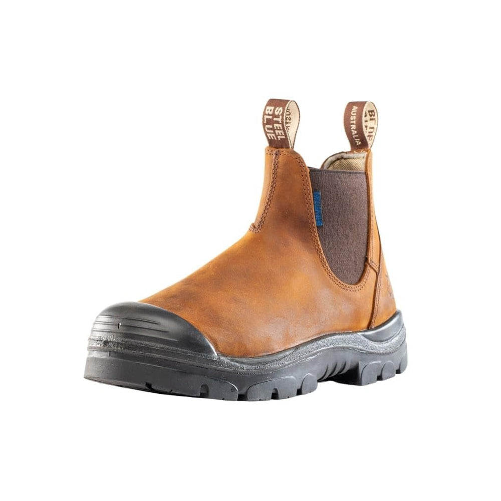 
                  
                    Angled Front View of Steel Blue Hobart PR Met: Bump Work Boot in Brown
                  
                