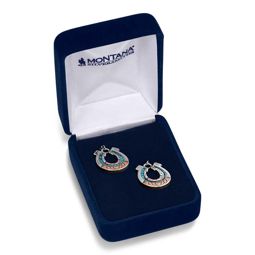 
                  
                    Montana Silversmiths Women's Inner Light Turquoise Horseshoe Earrings in Gift Box
                  
                