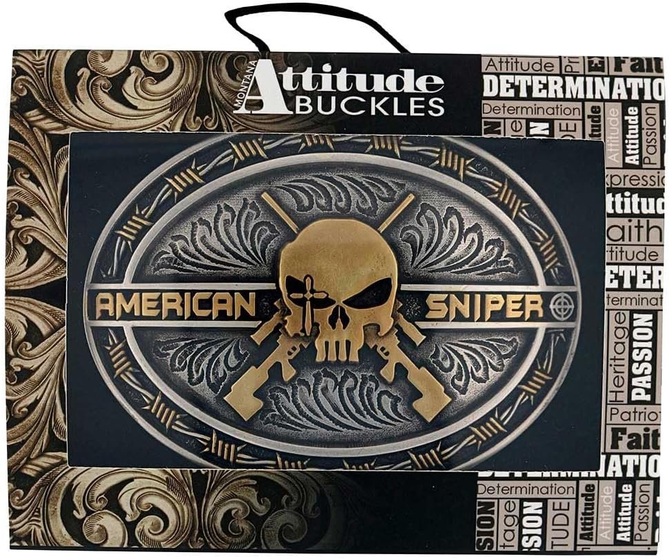 
                  
                    Montana Silversmiths Men's Cover Fire Chris Kyle Attitude Buckle in Attitude Packaging
                  
                