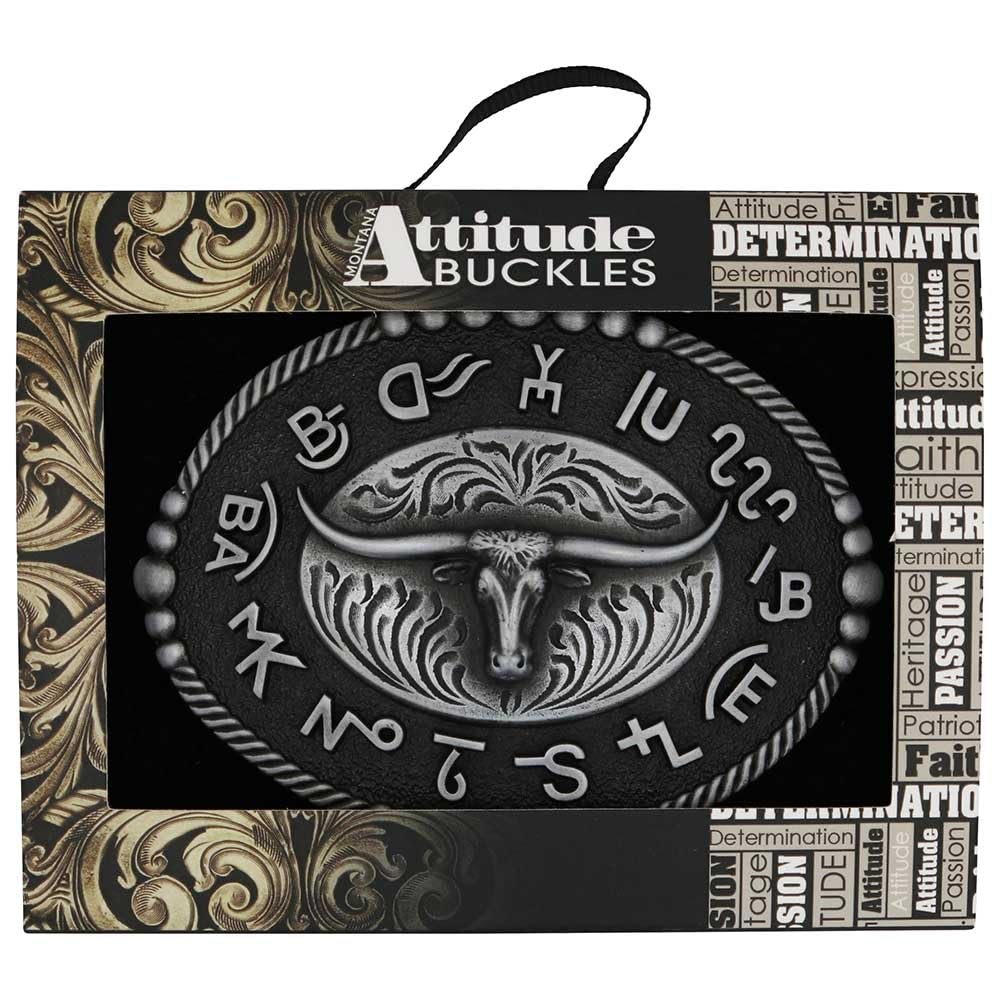 
                  
                    Montana Silversmiths Branded Legacy Longhorn Buckle in Attitude Packaging
                  
                