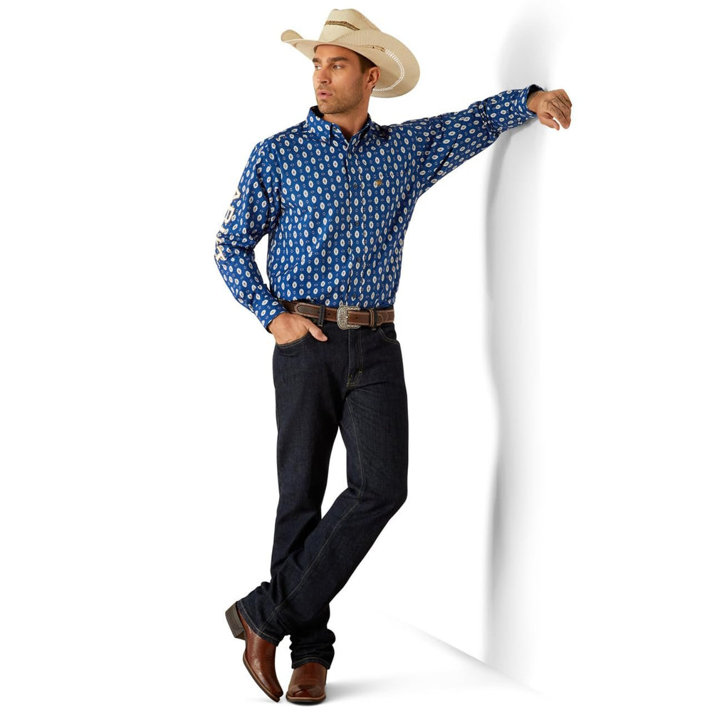 Cowboy Wearing Ariat Men's Team Dax Classic Fit Shirt