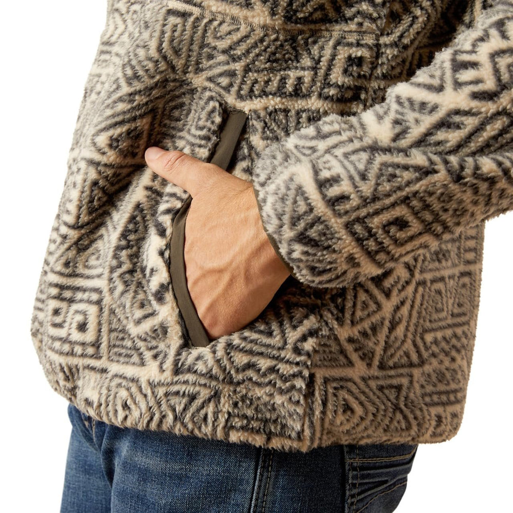 
                  
                    Close-up of Ariat Men's Polar Bear Fleece Hoodie in Light Brindle Hand Pocket
                  
                