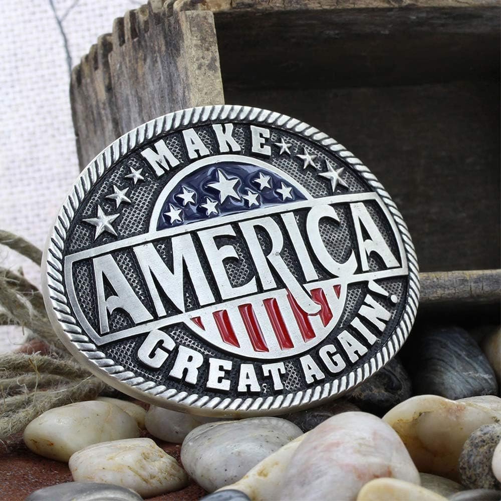 
                  
                    Montana Silversmiths American Flag Attitude Buckle in Make America Great Again Design
                  
                