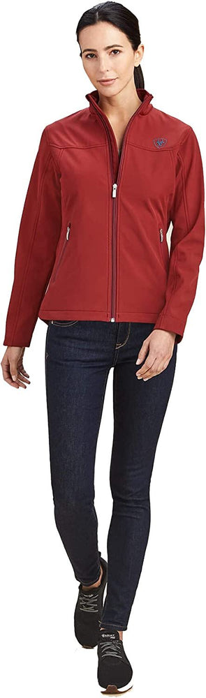 
                  
                    Woman Wearing Ariat Women's New Team Softshell Jacket in Rouge Red/Celestial Serape
                  
                