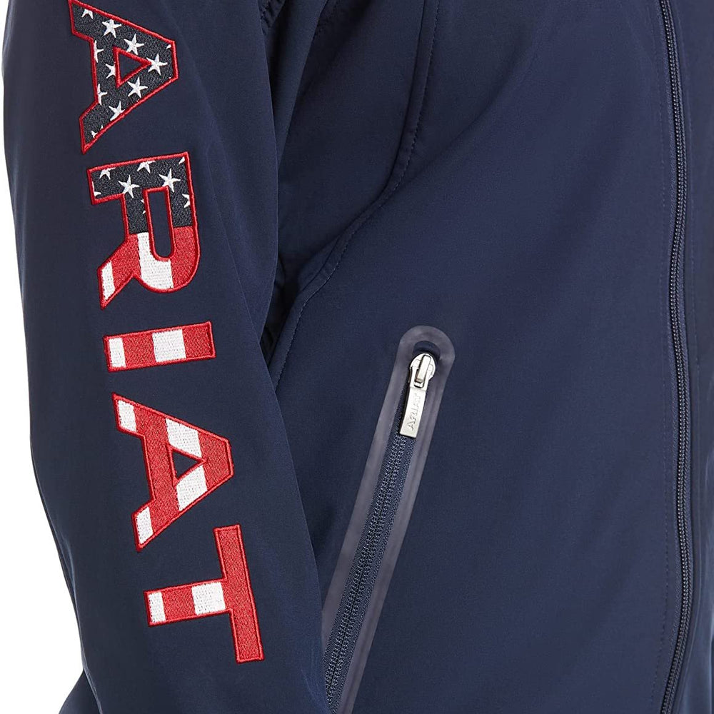 
                  
                    Logo on Ariat Women's New Team Softshell Jacket in Navy USA
                  
                