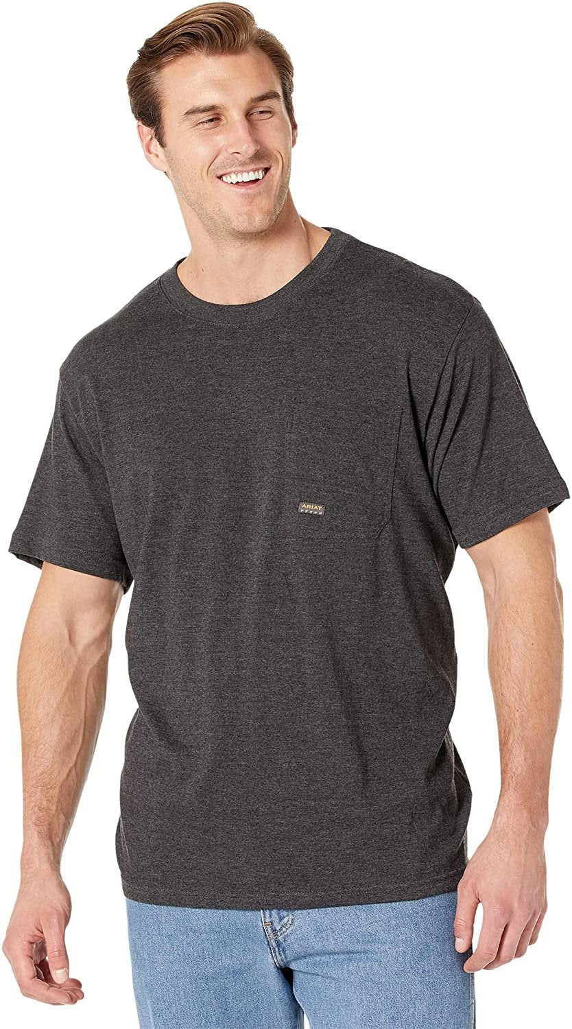 Ariat Men's Rebar Cotton Strong Dog Tags T-Shirt in Charcoal Heather