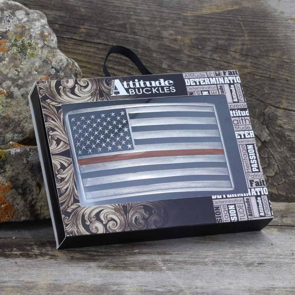 
                  
                    Montana Silversmiths American Flag Attitude Buckle With Red Line in Box
                  
                