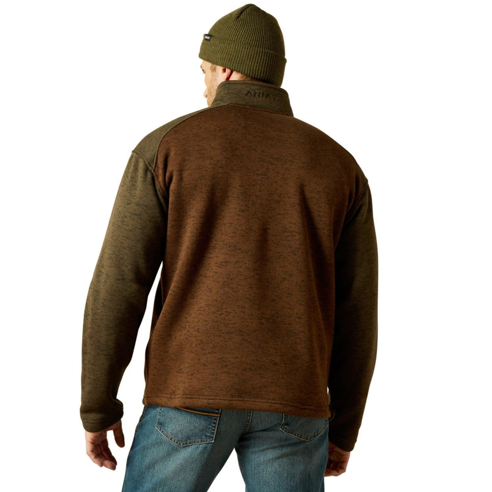 
                  
                    Back of Ariat Men's Caldwell 1/4 Zip Sweater in Carafe/Earth Green
                  
                