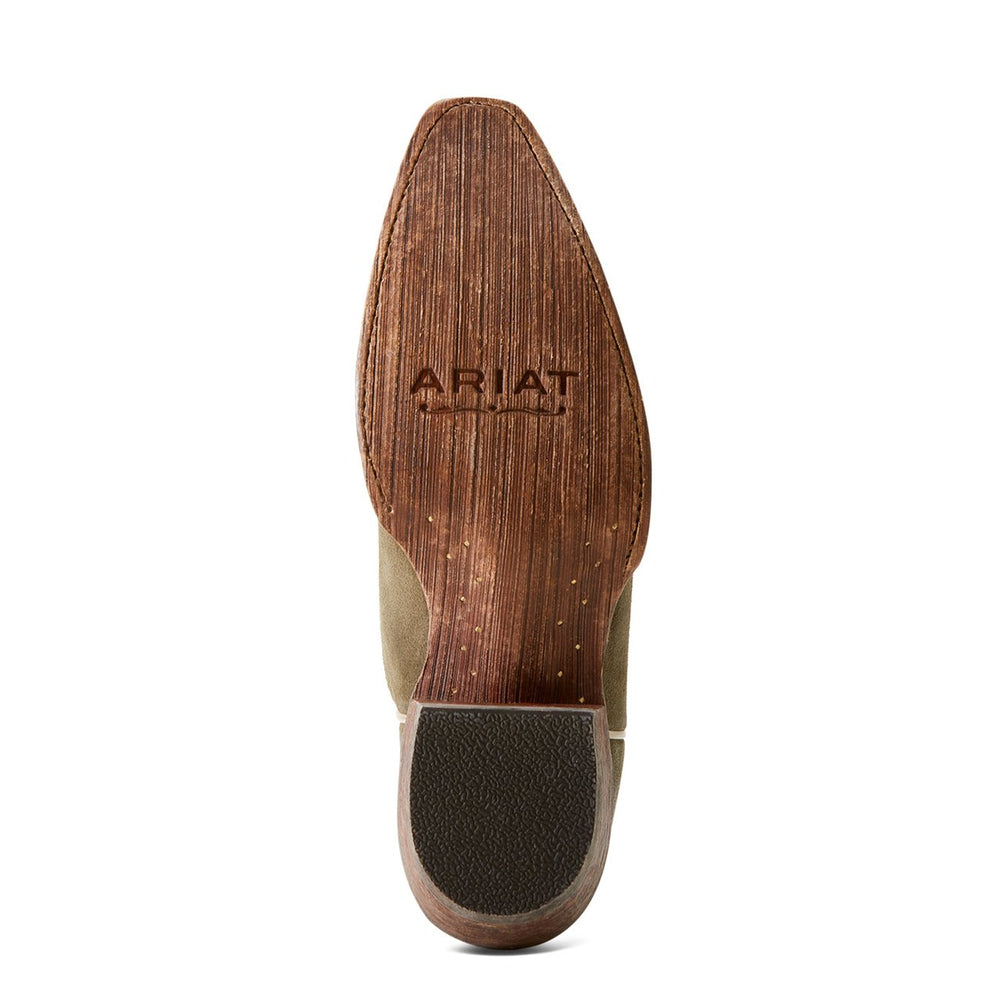 
                  
                    Outsole of Ariat Women's Jukebox Western Boot in Soft Olive Suede
                  
                