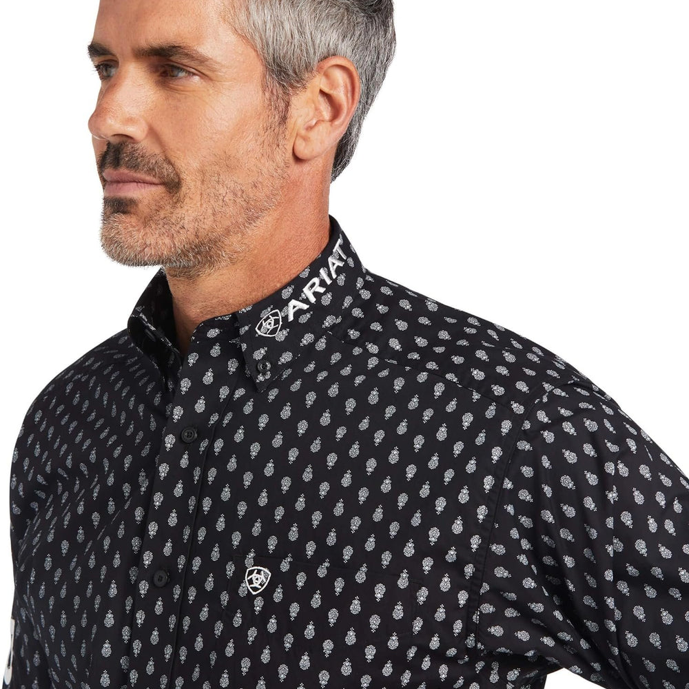 
                  
                    Close-up of Collar, Ariat Men's Team Raine Classic Fit Shirt in Black
                  
                