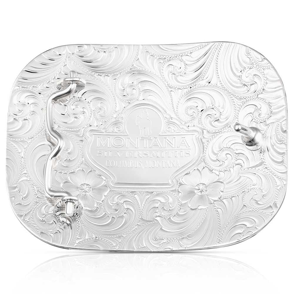 
                  
                    Back of Montana Silversmiths Class Act Two Tone Belt Buckle With Longhorn
                  
                