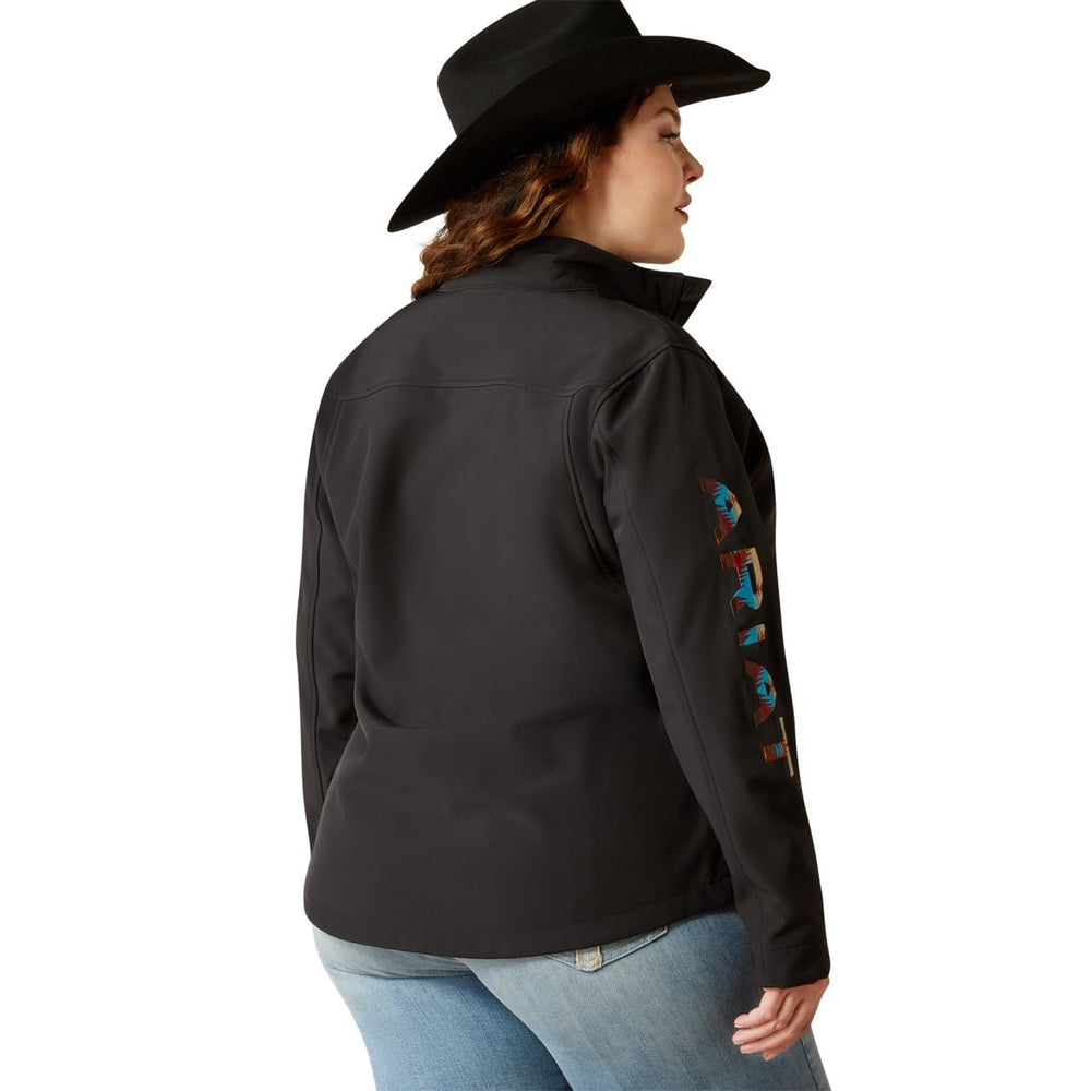 
                  
                    Back of Woman Wearing Ariat Women's New Team Softshell Jacket in Black/Serrano
                  
                