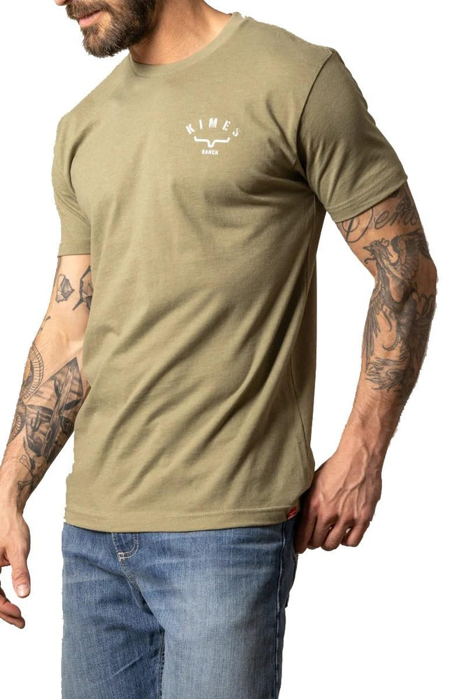 
                  
                    Front of Kimes Ranch Men's Cut Through T-Shirt in Light Olive
                  
                