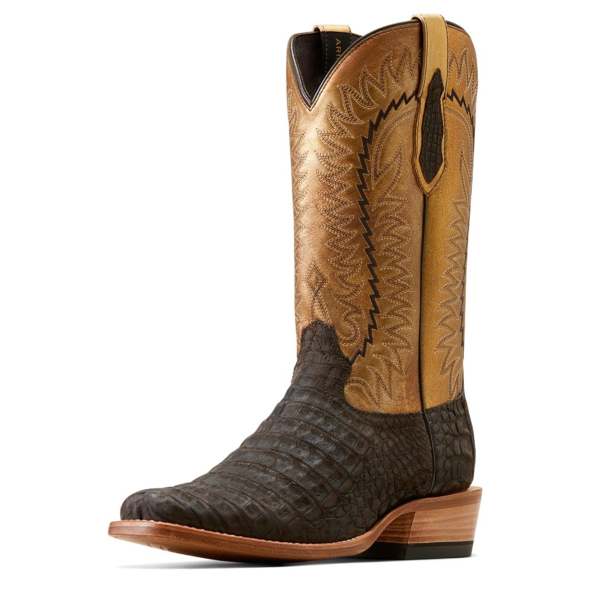 Ariat Brushed Chocolate Caiman Belly Washed Gold Futurity Finalist Men's Cowboy Boot