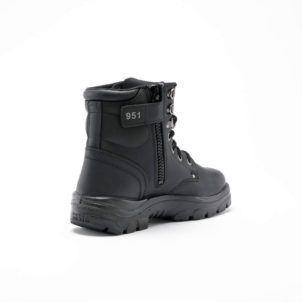 
                  
                    Angled View of Steel Blue Argyle Zip Work Boots in Black
                  
                
