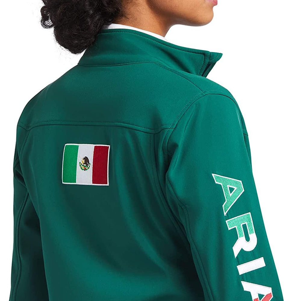 
                  
                    Back of Woman Wearing Ariat Women's Classic Team Softshell MEXICO Jacket in Verde
                  
                