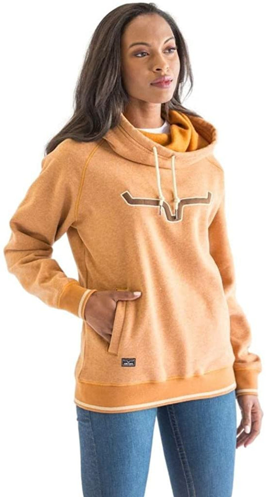 
                  
                    Model Wearing Kimes Ranch Women's Two Scoops Hoodie in Rusty Heather
                  
                