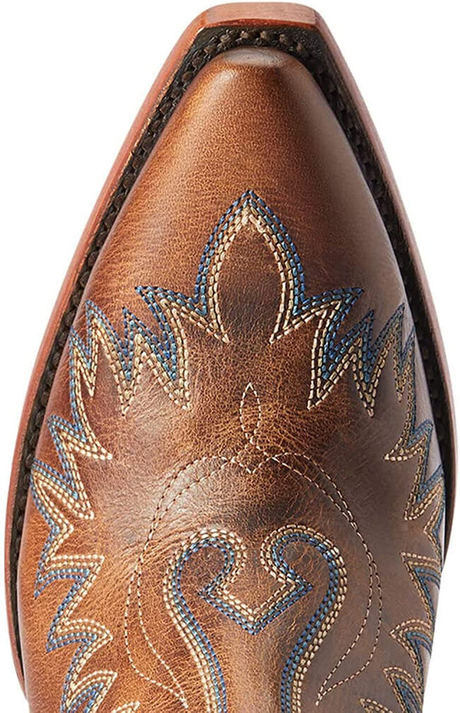 
                  
                    Toe Box of Ariat Women's Dixon Chimayo Western Boot in Fiery Tan/New Mexico Navy Print
                  
                