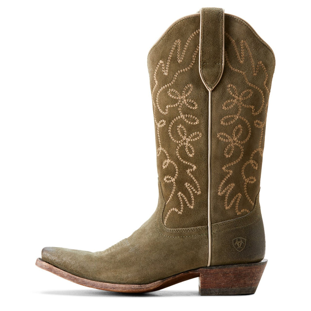 
                  
                    Side Profile of Ariat Women's Jukebox Western Boot in Soft Olive Suede
                  
                