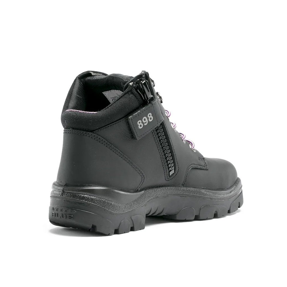 
                  
                    Angled Back View of Steel Blue Parkes Zip Ladies Work Boot in Black
                  
                