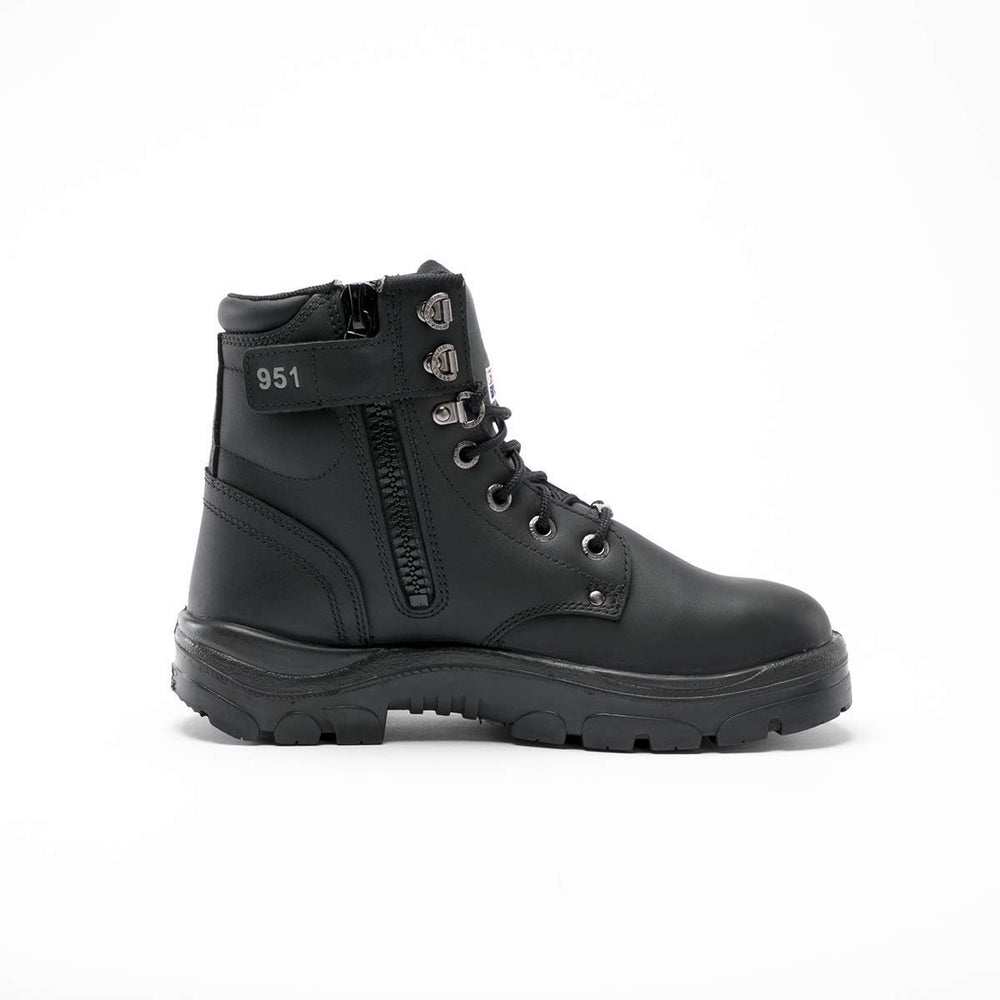 
                  
                    Right Side of Steel Blue Argyle Zip Work Boots in Black
                  
                