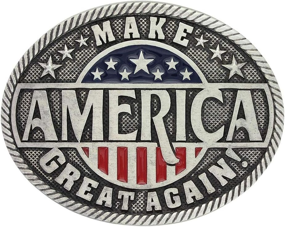 
                  
                    Montana Silversmiths American Flag Attitude Buckle in Make America Great Again Design
                  
                