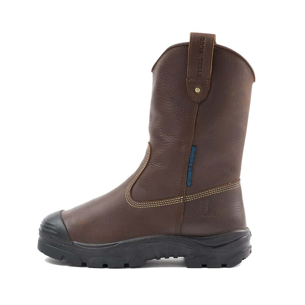 
                  
                    Side of Steel Blue Heeler Met Bump Cap Safety Boot in Oak
                  
                