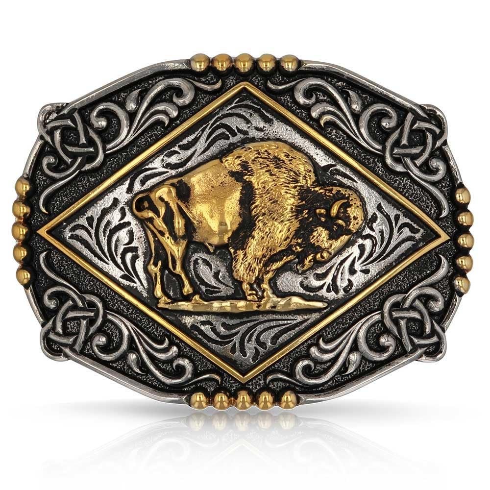 Montana Silversmiths Majestic Valor Western Belt Buckle with a Bison