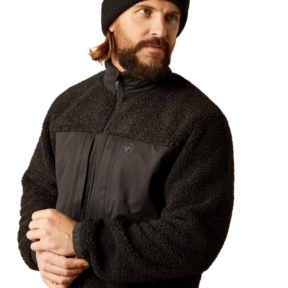 
                  
                    Close-up of Ariat Men's Odessa Sherpa Jacket in Black
                  
                