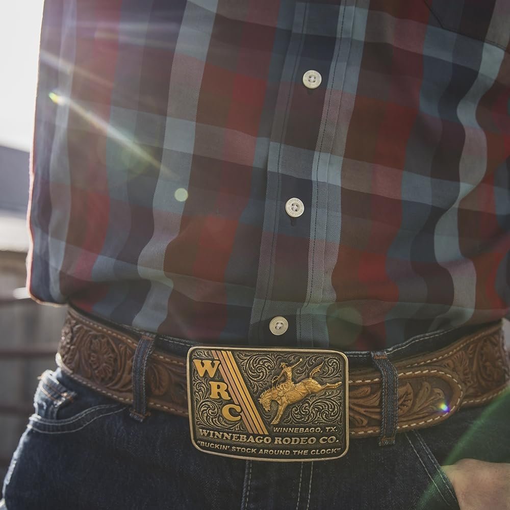 
                  
                    Man Wearing Montana Silversmiths Men's DB Buckin' Stock Attitude Buckle
                  
                