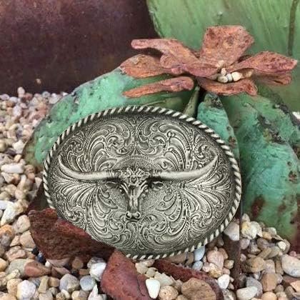 Montana Silversmiths Longhorn Attitude Western Belt Buckle, Oval
