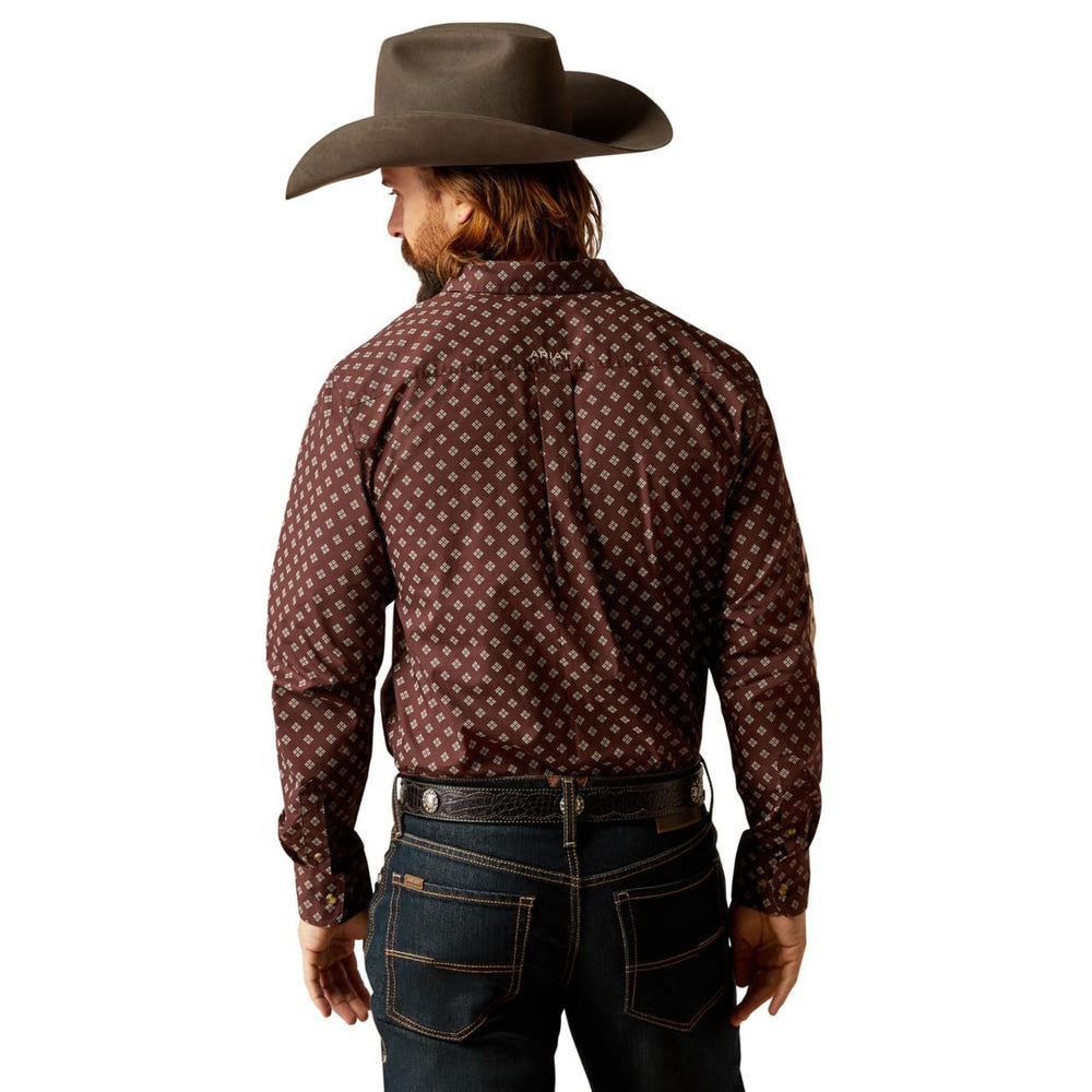 
                  
                    Back of Ariat Men's Team Koen Fitted Shirt in Brown/Tan
                  
                