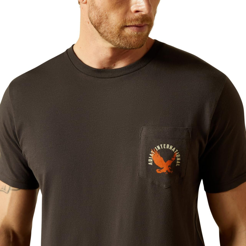 
                  
                    Close-up of logo on Ariat Men's Eagle Large T-Shirt
                  
                