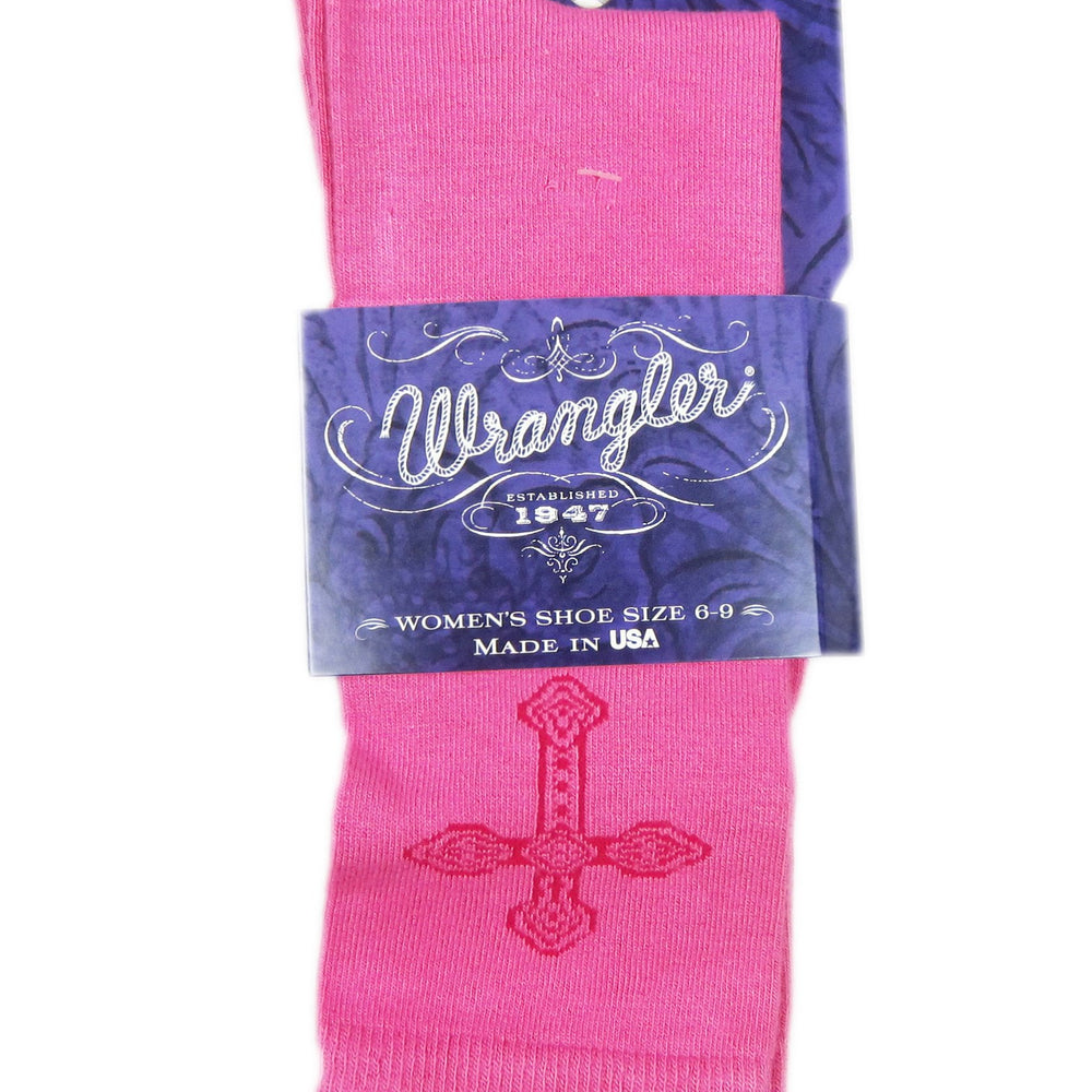 Wrangler Pink Cross Crew Socks Front