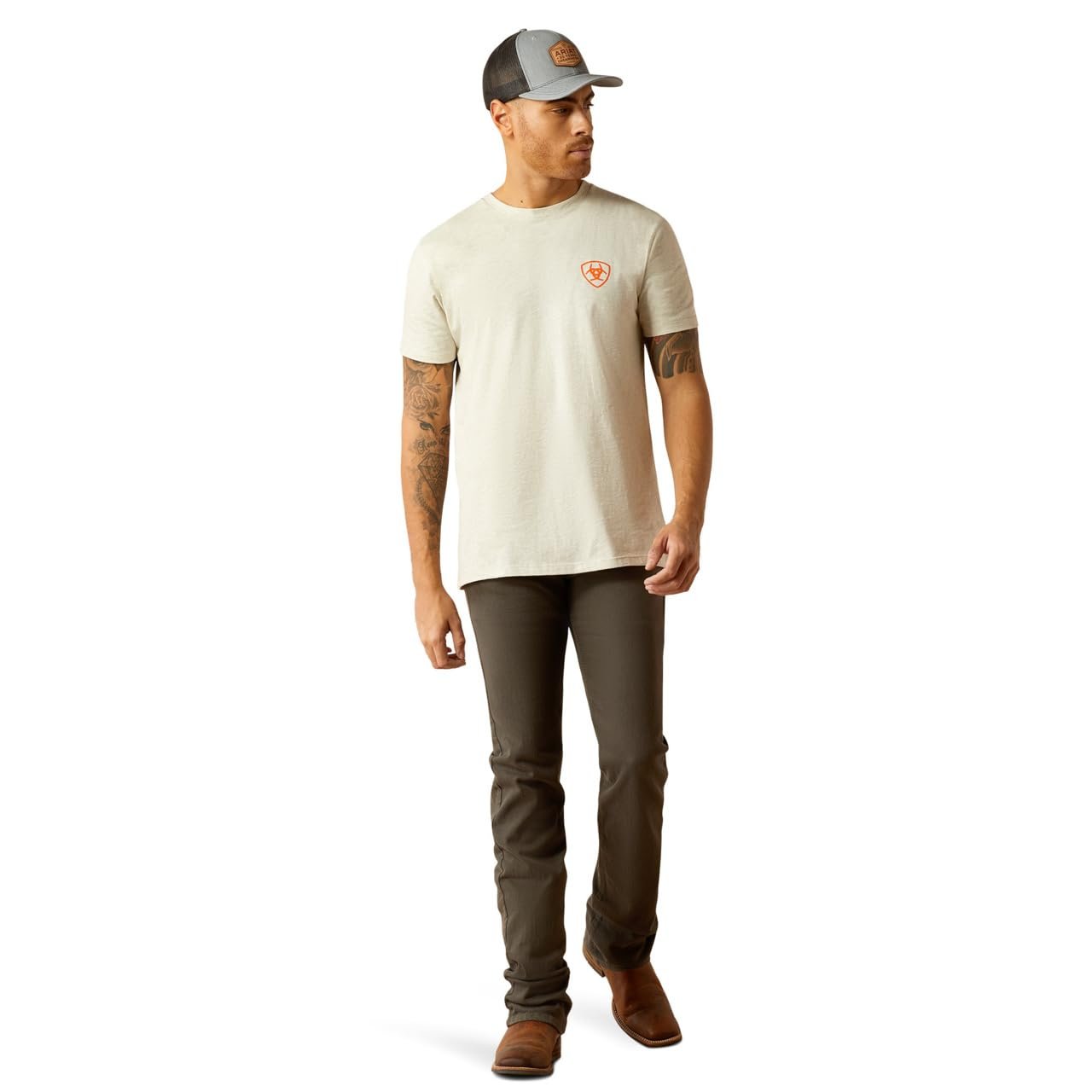 Man Wearing Ariat Men's Bison Landscape T-Shirt