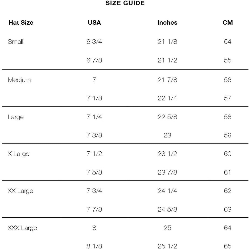 
                  
                    Bailey Hats Size Guide
                  
                