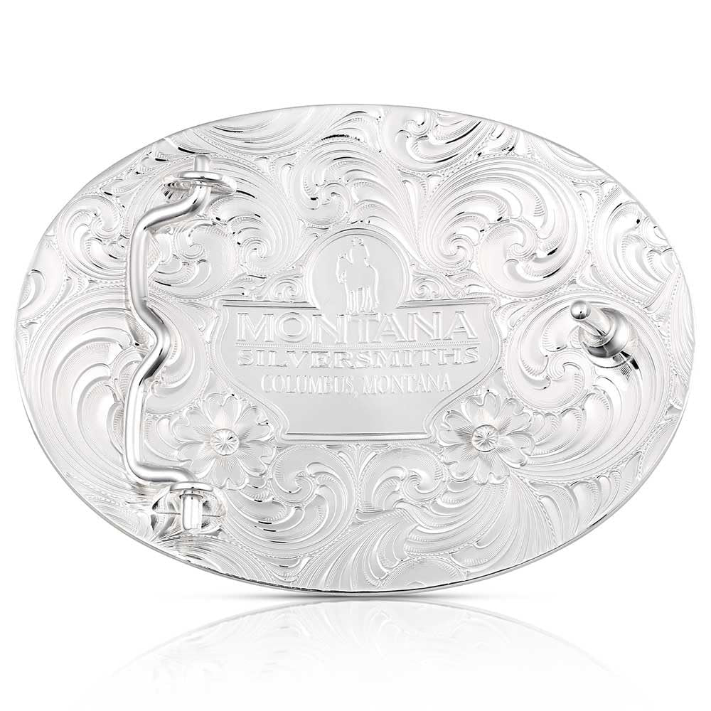Back of Montana Silversmiths Desert Twilight Southwestern Belt Buckle With Buffalo Skull