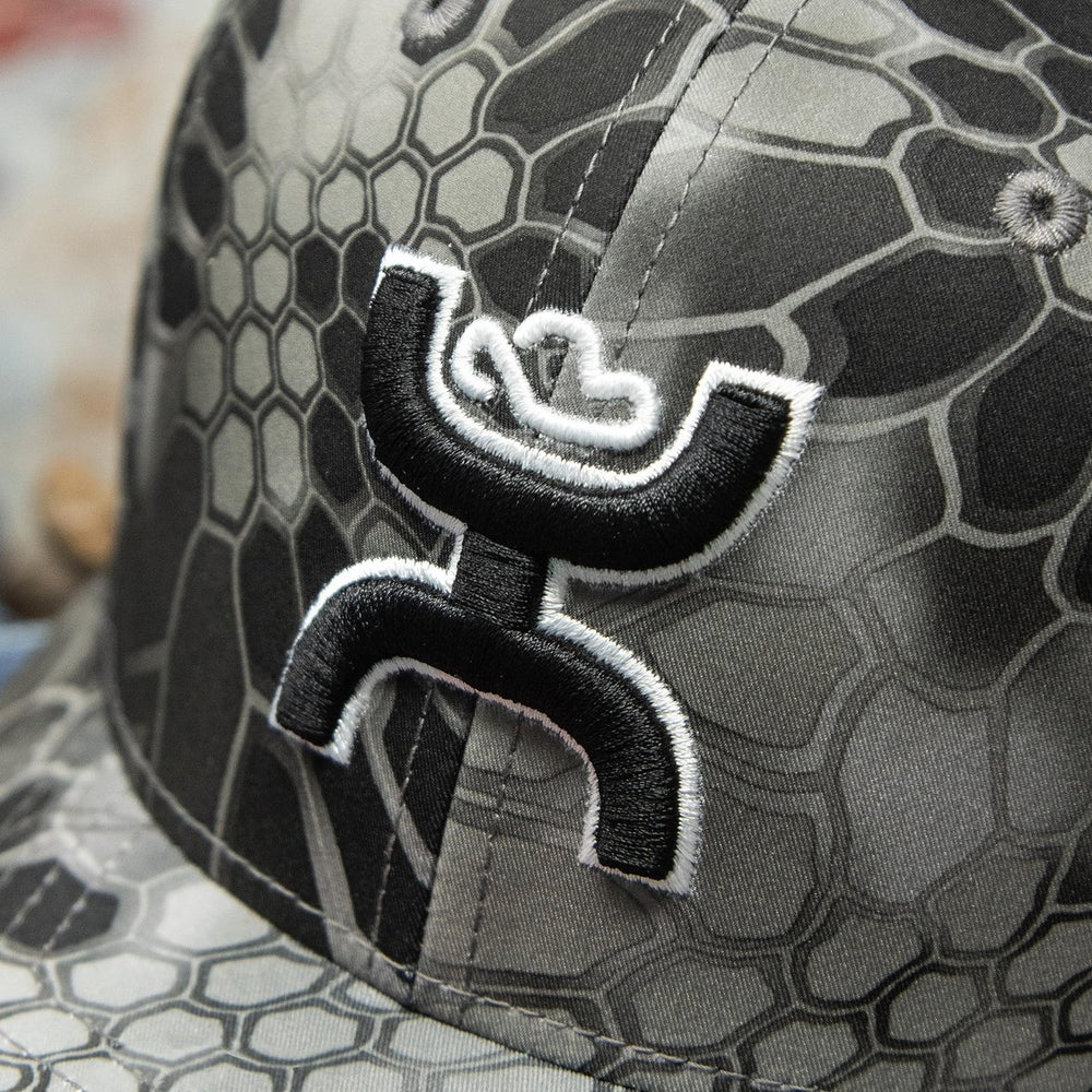 
                  
                    Hooey logo close-up on Hooey Men's Chris Kyle Flexfit Fitted Hat, Grey Camo, Large/X-Large
                  
                