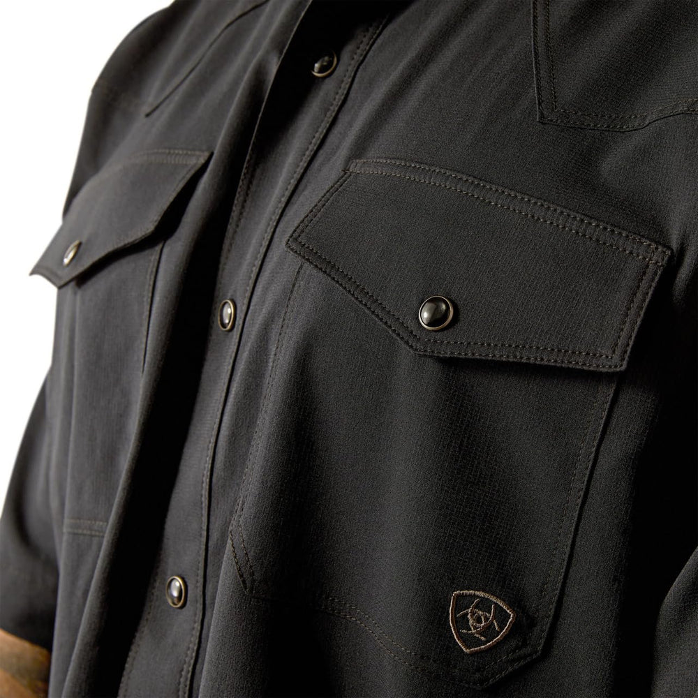 
                  
                    Close-up of Pockets of Ariat Men's Western VentTEK Classic Fit Shirt in Black
                  
                