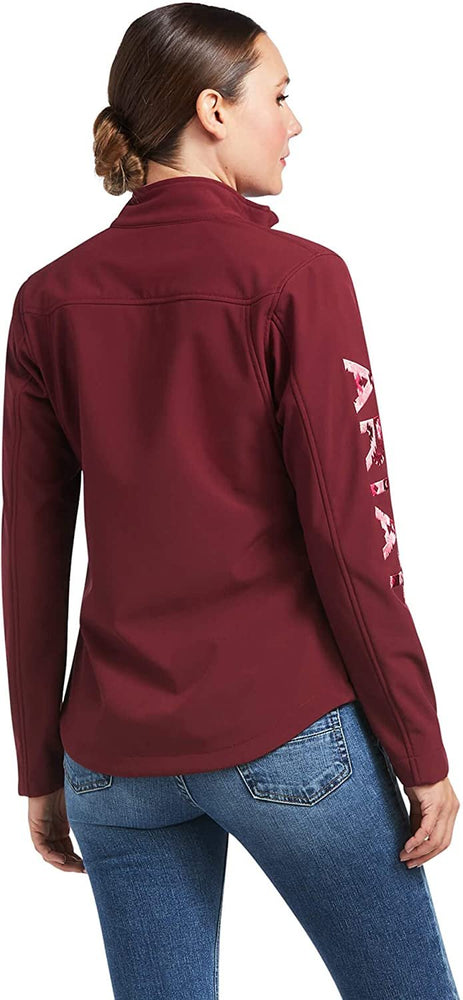 
                  
                    Back of Ariat Women's New Team Softshell Jacket in Zinfandel/Carmen Geo
                  
                