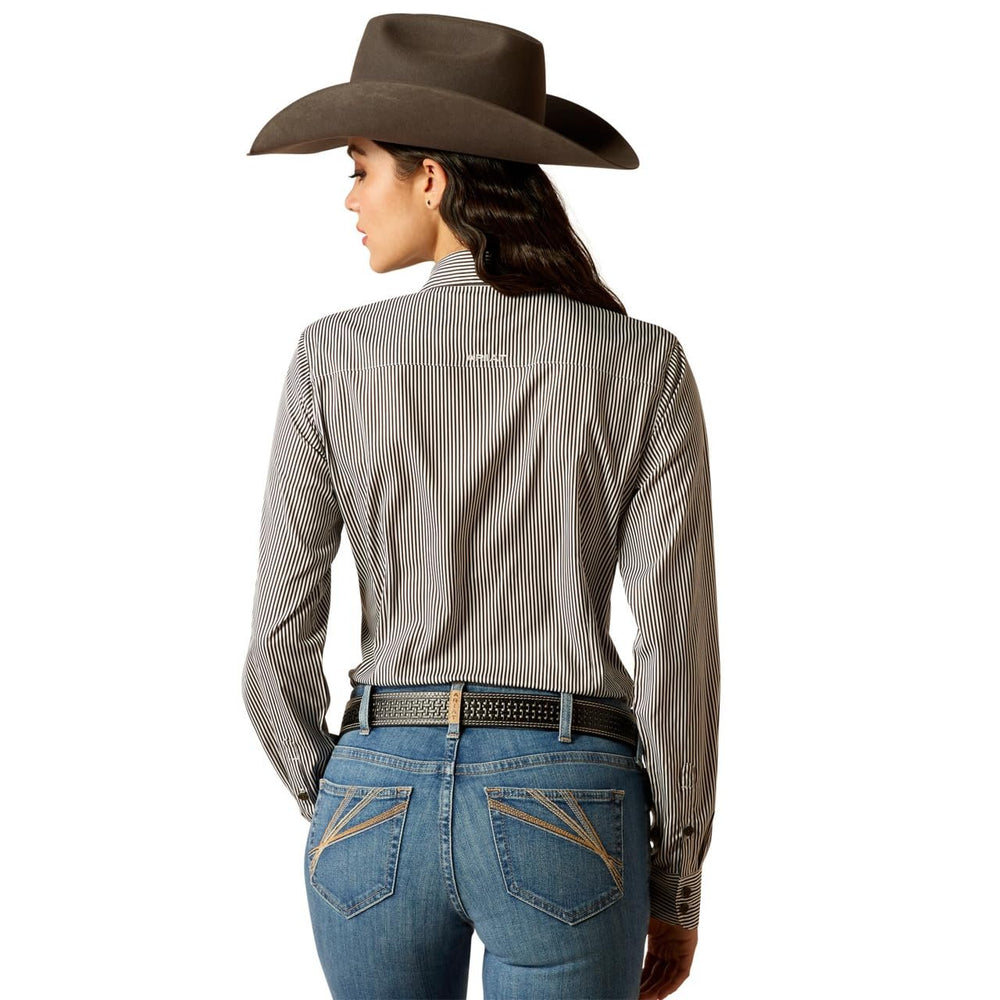 
                  
                    Back of Ariat Women's Team Kirby Stretch Shirt in Relic/White Stripe
                  
                