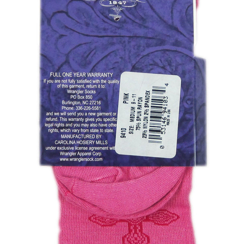 Wrangler Pink Cross Crew Socks Back