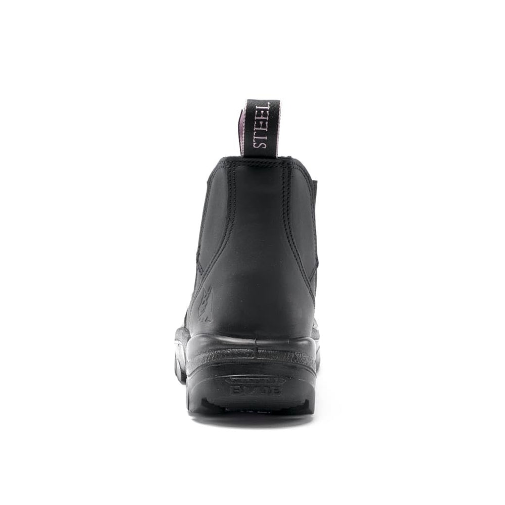 
                  
                    Back of Steel Blue Hobart Ladies Pull-On Work Boot in Black
                  
                