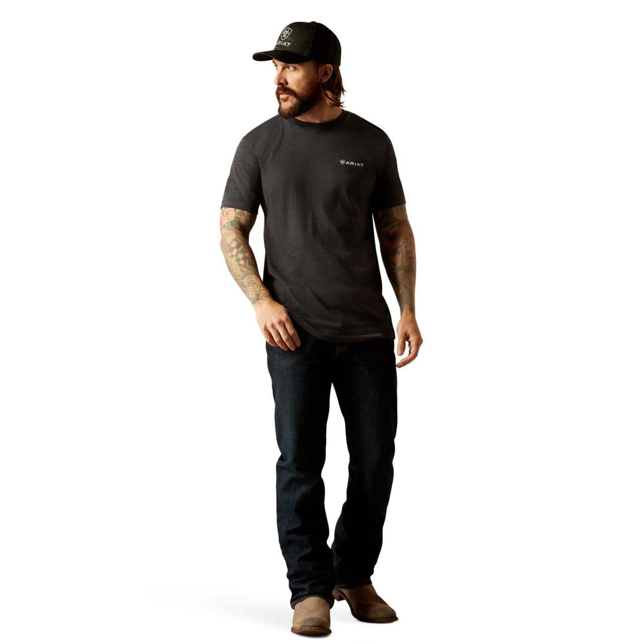 Man Wearing Ariat Men's Original Lines T-Shirt