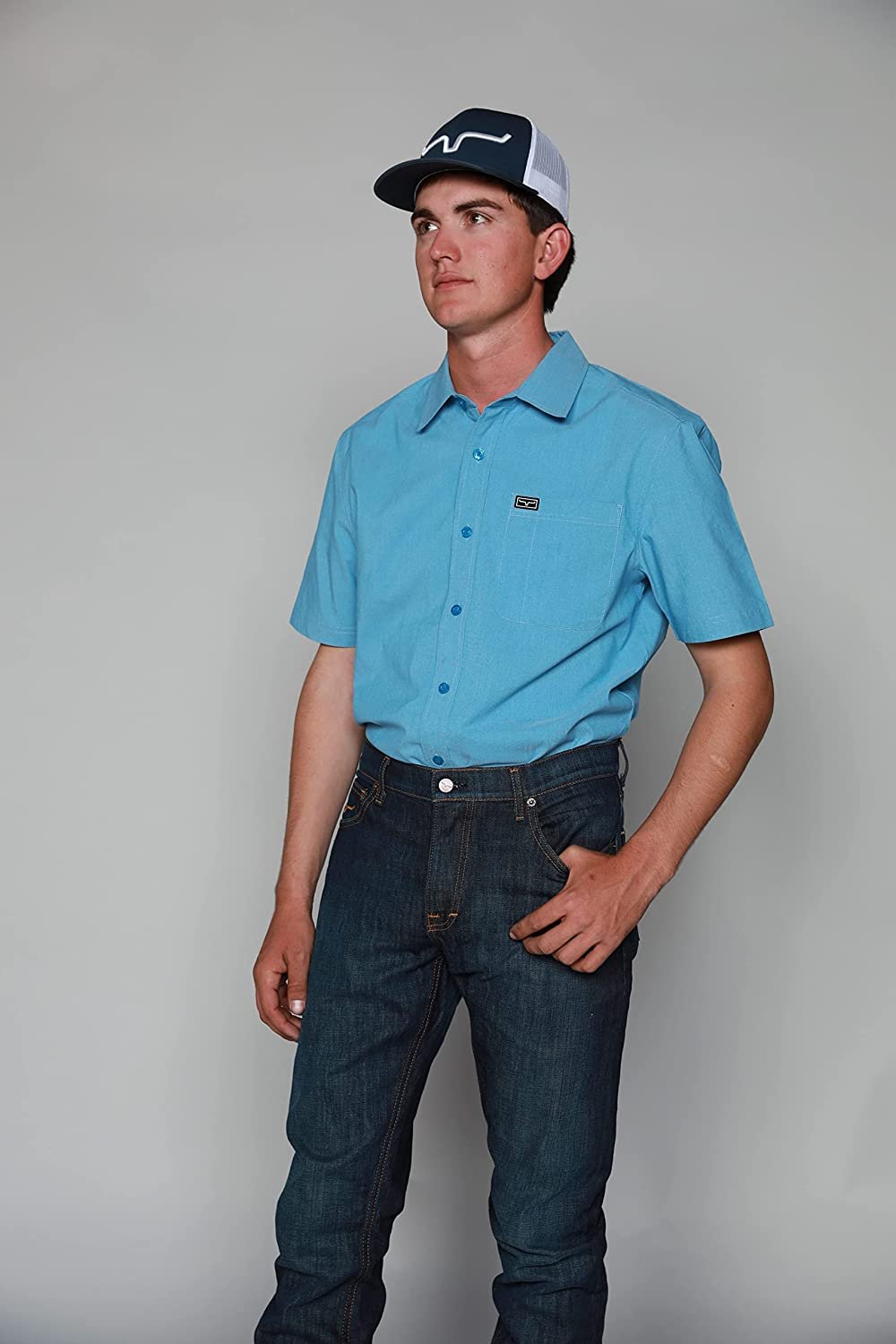 Man Wearing Kimes Ranch Men's Roger Mid-Low Rise Slim Fit Jeans