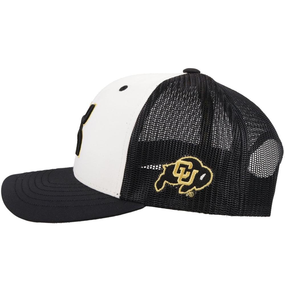 
                  
                    Left side of Hooey University of Colorado Snapback Hat, White/Black
                  
                
