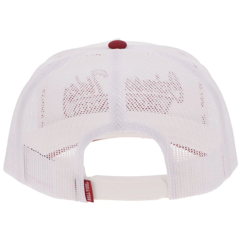 Back of Hooey University of Alabama Snapback Hat, White/Crimson